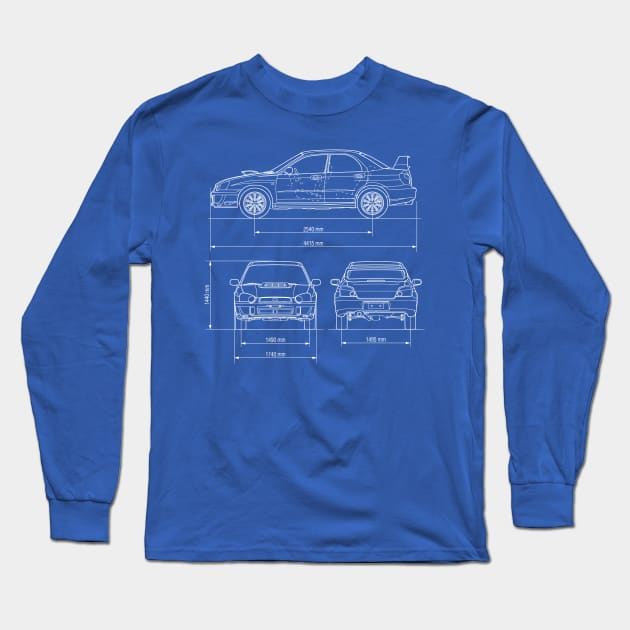 SUBIEBLUEPRINT Long Sleeve T-Shirt by HSDESIGNS